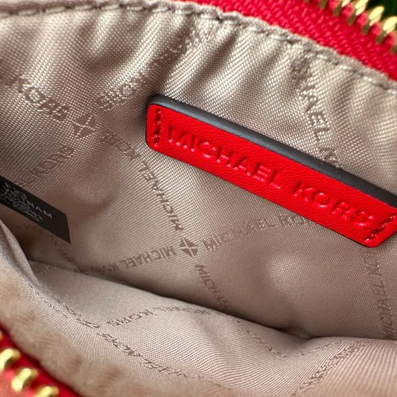 Michael Kors Jet Set Travel Medium Top Zip Card Case Wallet MK Dark Sangria - Picture 8 of 10